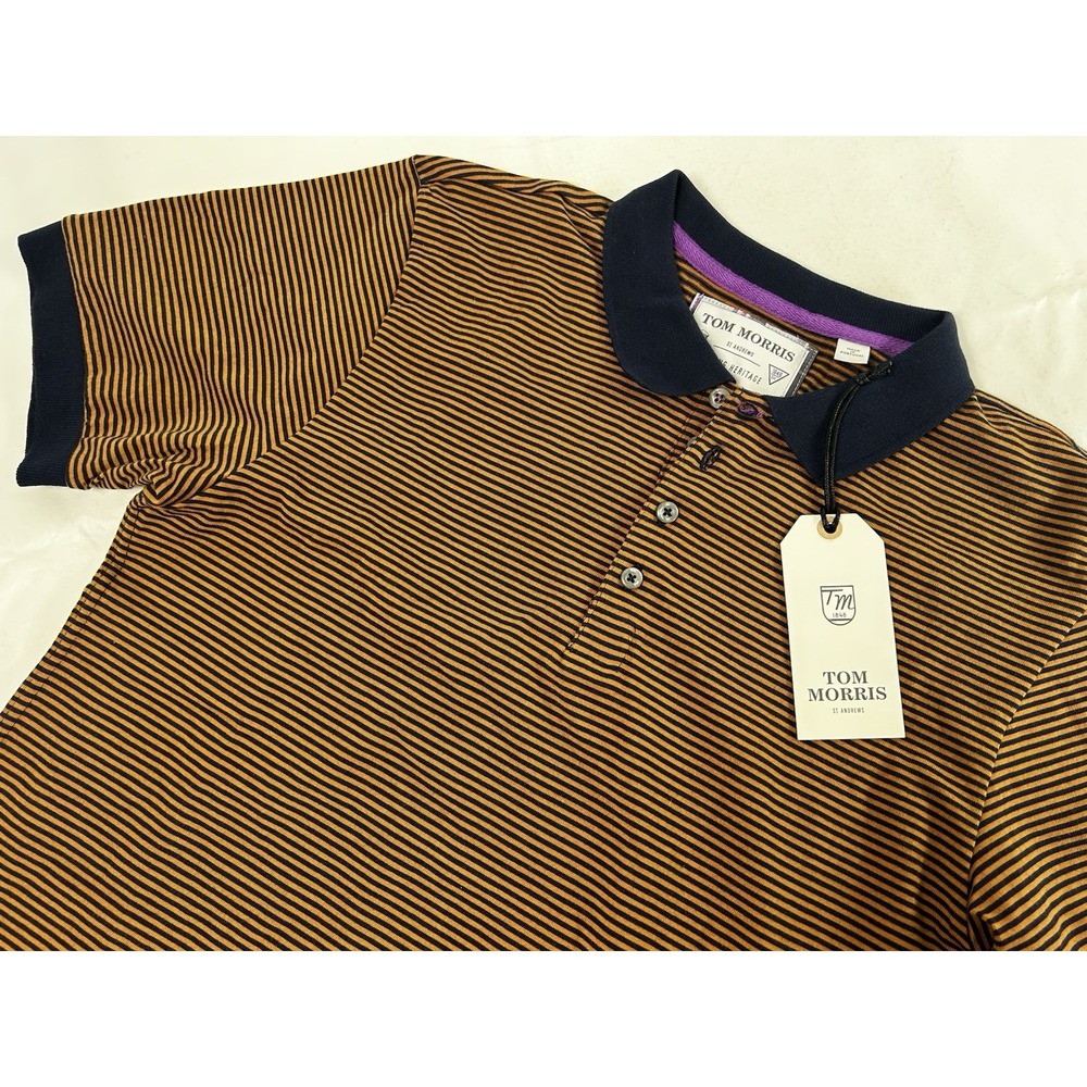 NWT Tom Morris St. Andrews Golfing‎ Heritage Polo Shirt Striped Mens Medium